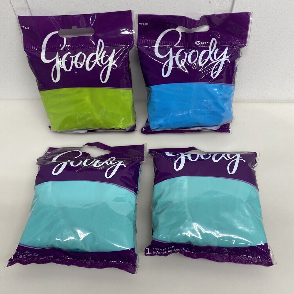 Goody Shower Caps Blue Green Light Blue Lot Of 4  New In Sealed Package